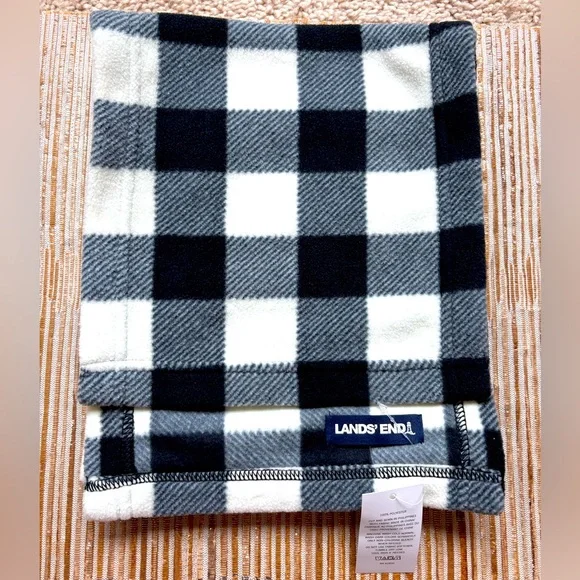 Lands' End Navy and White Checkered Scarf - Picture 1 of 2